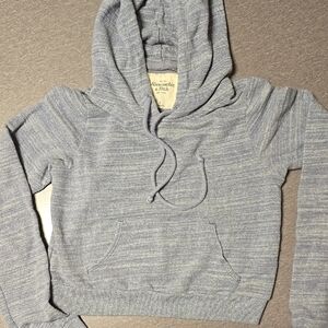 Abercrombie & Fitch Light Blue Knit Cropped Hoodie